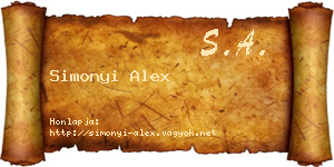 Simonyi Alex névjegykártya